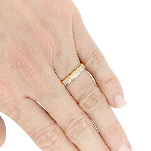 Bague 48 Boucheron Quatre Radiant Grosgrain - Alliance en or jaune et blanc et diamants 58 Facettes 32043