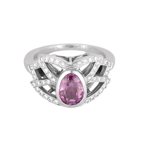 MELLERIO - FLORE Bague en Or blanc 18k Saphir