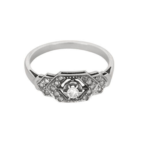 Bague Or blanc 18k et Platine Diamants