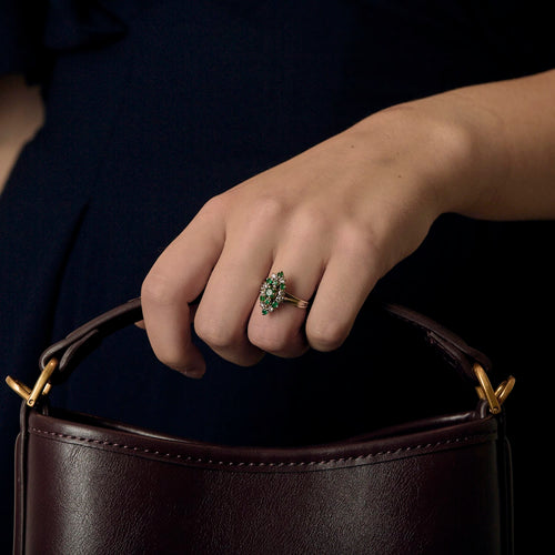 Bague en Or blanc 18k Diamant and Emeraude