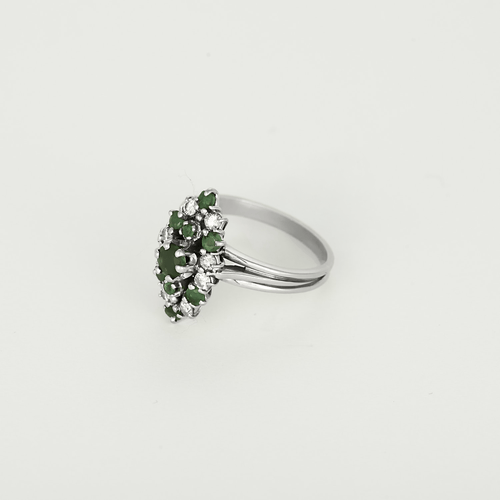 Bague en Or blanc 18k Diamant and Emeraude