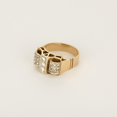 Bague 52 Bague Or jaune 18k et Platine Diamant 58 Facettes DV26158-9