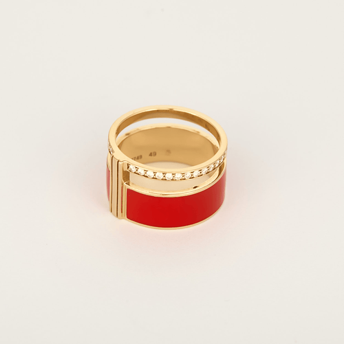 Bague 49 Repossi Bague Berbere Chromatic laque rouge, or rose 18k et diamants 58 Facettes DV31954-2