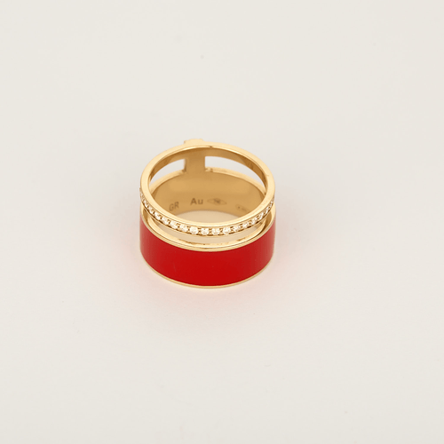 Bague 49 Repossi Bague Berbere Chromatic laque rouge, or rose 18k et diamants 58 Facettes DV31954-2