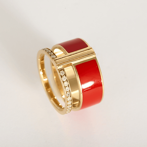 Bague 49 Repossi Bague Berbere Chromatic laque rouge, or rose 18k et diamants 58 Facettes DV31954-2
