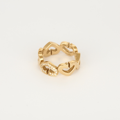 Bague 53 Cartier - Coeur C - Bague en or jaune et diamants 58 Facettes DV32010-2