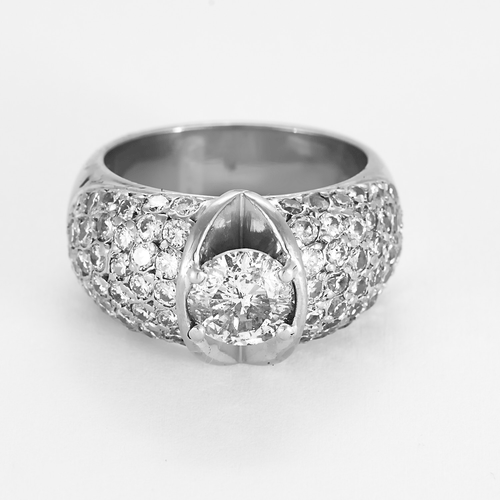 Bague 55 Bague bandeau en or gris et diamants 58 Facettes DV24448-3