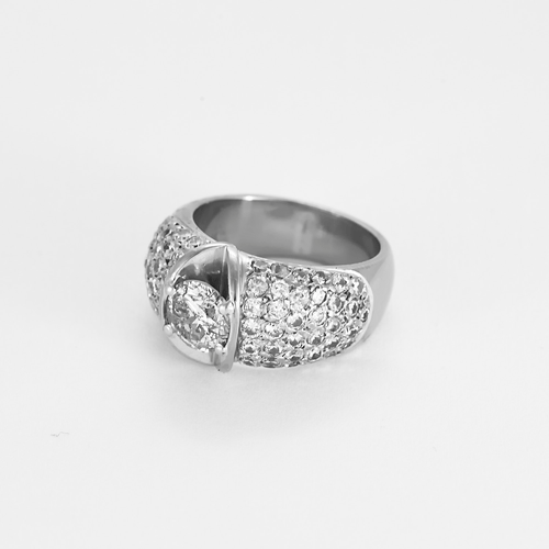 Bague 55 Bague bandeau en or gris et diamants 58 Facettes DV24448-3