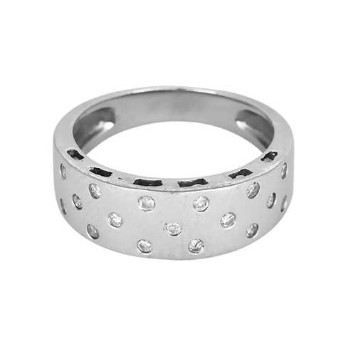 Bague 55 Bague bandeau en or gris et petits diamants 58 Facettes DV31598-1