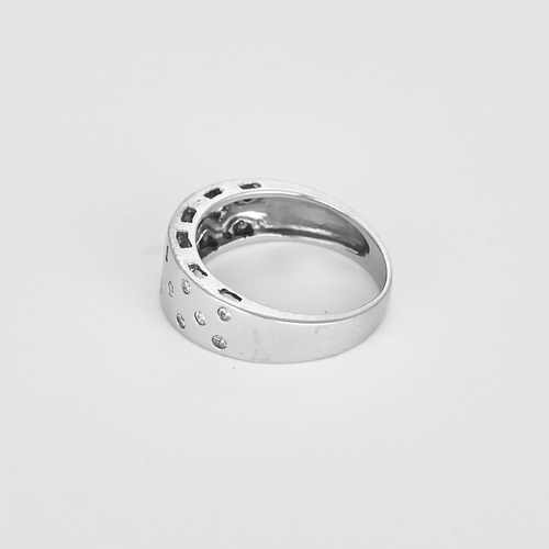 Bague 55 Bague bandeau en or gris et petits diamants 58 Facettes DV31598-1