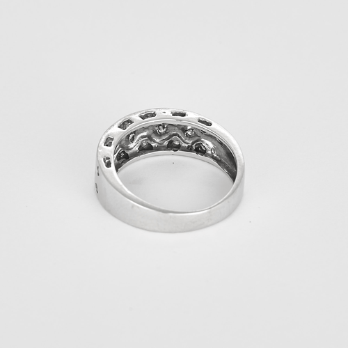 Bague 55 Bague bandeau en or gris et petits diamants 58 Facettes DV31598-1