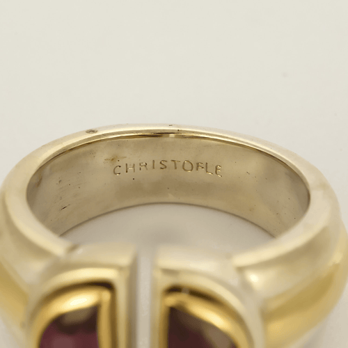 Bague 54 Christofle Bague Or jaune 18k et Argent, grenats 58 Facettes DV31712-2