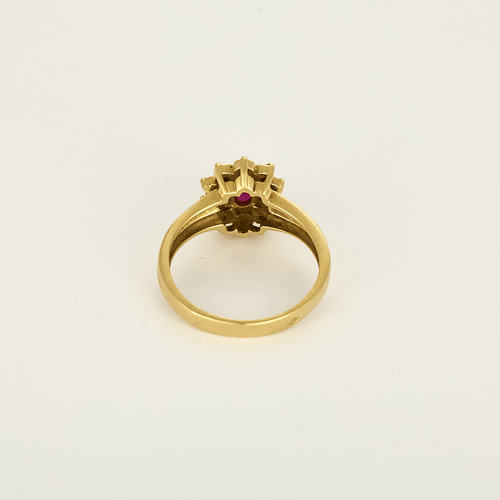 Bague 54 Bague marguerite en or jaune, rubis : 0,50 carat et diamants : 0,10 carat 58 Facettes DV32155-2