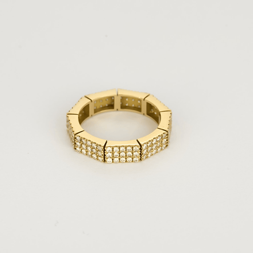 54 Mauboussin - Les jardins de Honfleur - Élégante bague jonc polygonale en or jaune et diamants 58 Facettes DV17242-5