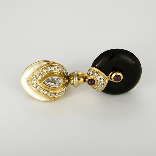 Boucles d'oreilles Boucles d'oreilles en Or jaune 18k Rubis and Diamant 58 Facettes DV31937-2