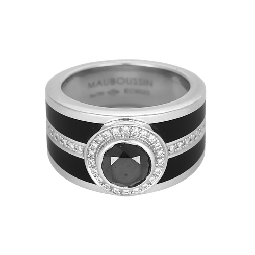 Bague 46.5 Mauboussin - L'Oeuvre Noire - Bague en or blanc, diamant noir et diamants 58 Facettes DV32301-1