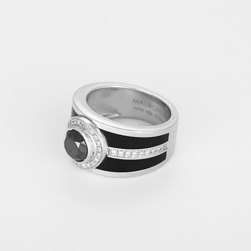 Bague 46.5 Mauboussin - L'Oeuvre Noire - Bague en or blanc, diamant noir et diamants 58 Facettes DV32301-1