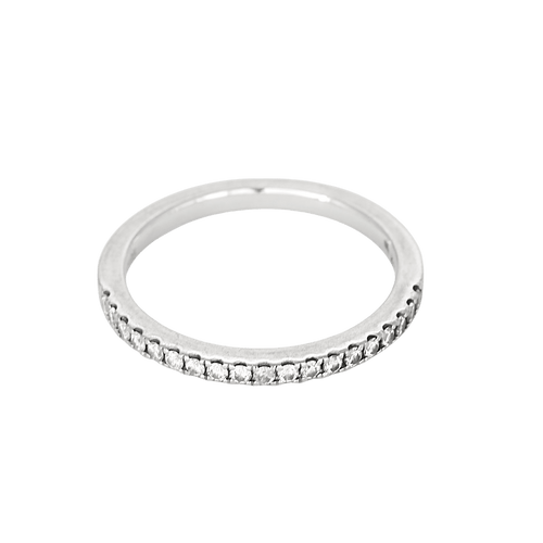 Bague 54 Élégante demie alliance en or blanc et diamants 58 Facettes DV26551-2-54-3