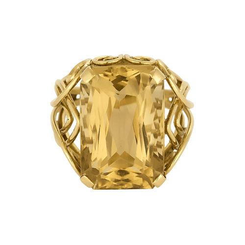 Bague 57 Élégante bague cocktail en or jaune et citrine : 18 carats 58 Facettes DV31930-2