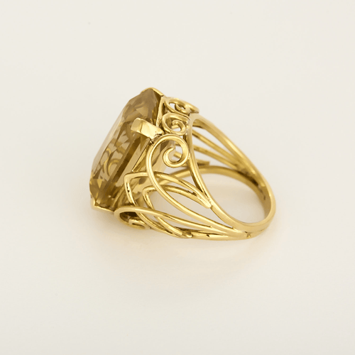 Bague 57 Élégante bague cocktail en or jaune et citrine : 18 carats 58 Facettes DV31930-2