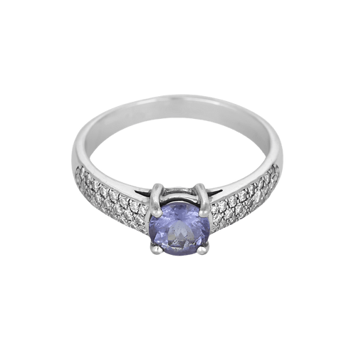 Bague 56.5 Élégante bague Solitaire en or blanc, tanzanite et diamants 58 Facettes DV1834-12