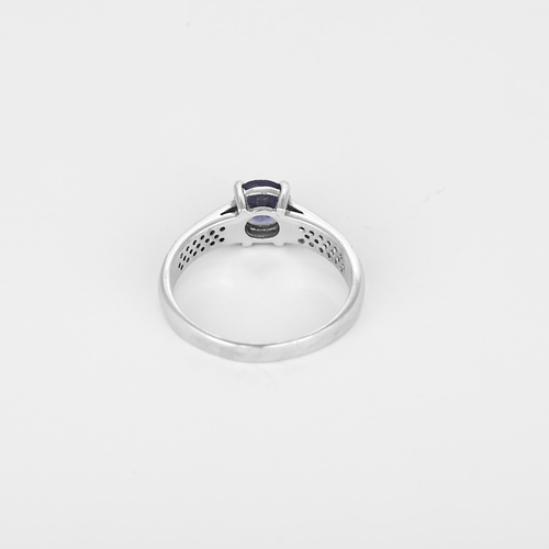Bague 56.5 Élégante bague Solitaire en or blanc, tanzanite et diamants 58 Facettes DV1834-12