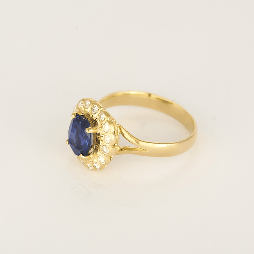 Bague 63 Bague en Or jaune 18k Saphir 58 Facettes DV26158-13