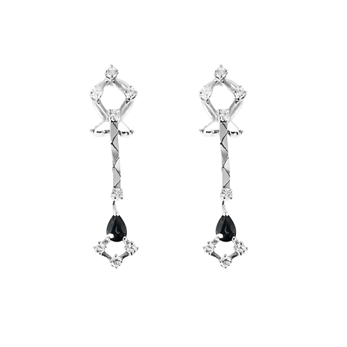 Boucles d'oreilles Boucles d'oreilles en Or blanc 18k Saphir and Diamant 58 Facettes DV31455-3