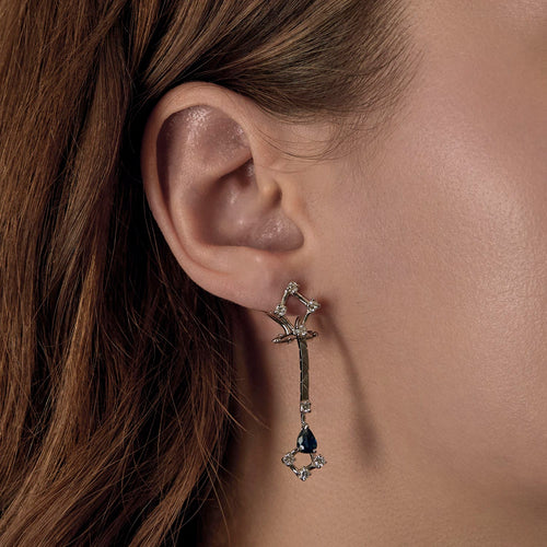 Boucles d'oreilles Boucles d'oreilles en Or blanc 18k Saphir and Diamant 58 Facettes DV31455-3