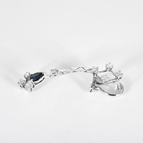 Boucles d'oreilles Boucles d'oreilles en Or blanc 18k Saphir and Diamant 58 Facettes DV31455-3