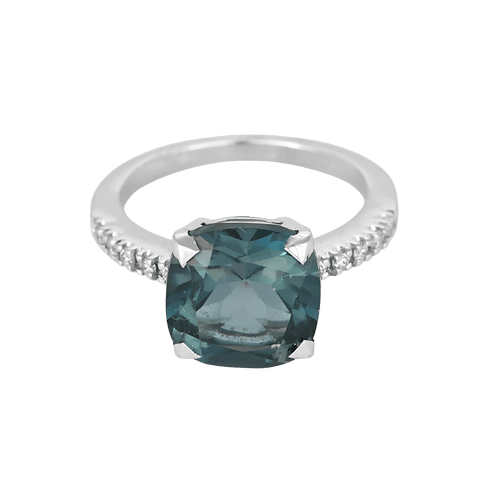 Bague 51 Élégante bague en or blanc, topaze blue London : 5 carats et diamants  : 0,10 carat. 58 Facettes DV32296-1