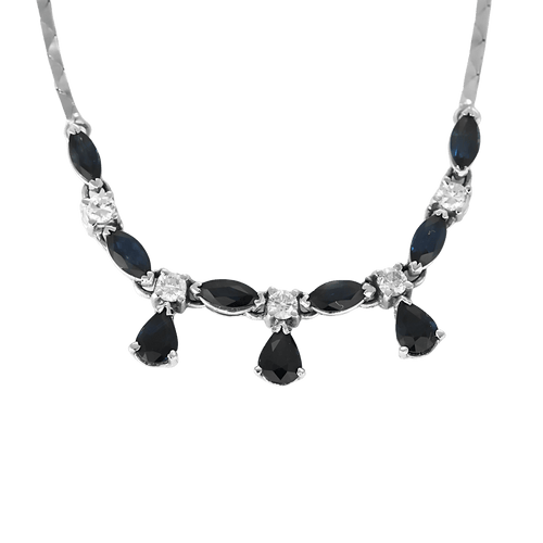 Collier Élégant collier en or blanc, saphirs : 1,80 carat et diamants : 0,80 carat 58 Facettes DV31455-2