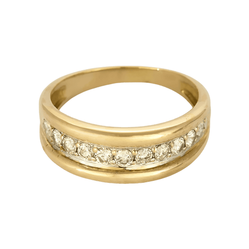 Bague jonc en or jaune et diamants
