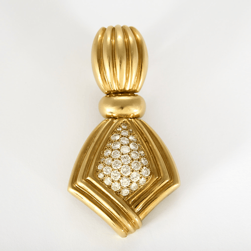 BOUCHERON - Rares Pendants d'oreilles en or jaune 18k et diamants. Vintage. Années 1980. 58 Facettes DV32487-1