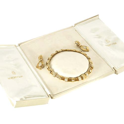 BOUCHERON - Rares Pendants d'oreilles en or jaune 18k et diamants. Vintage. Années 1980. 58 Facettes DV32487-1