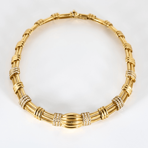 BOUCHERON - Rare collier en or jaune et diamants. Vintage. 1980. 58 Facettes DV32487-2