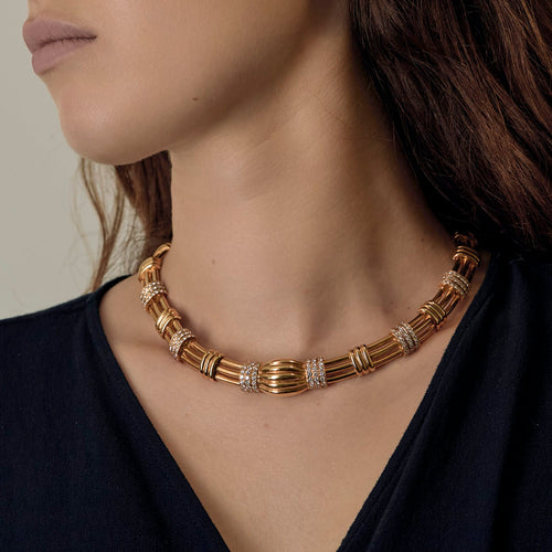 BOUCHERON - Rare collier en or jaune et diamants. Vintage. 1980. 58 Facettes DV32487-2