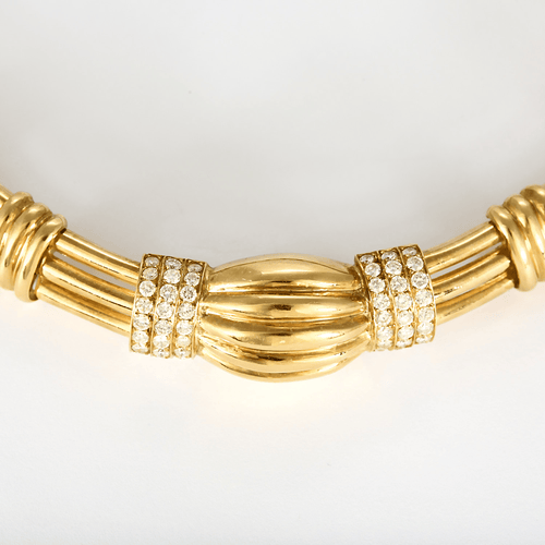 BOUCHERON - Rare collier en or jaune et diamants. Vintage. 1980. 58 Facettes DV32487-2
