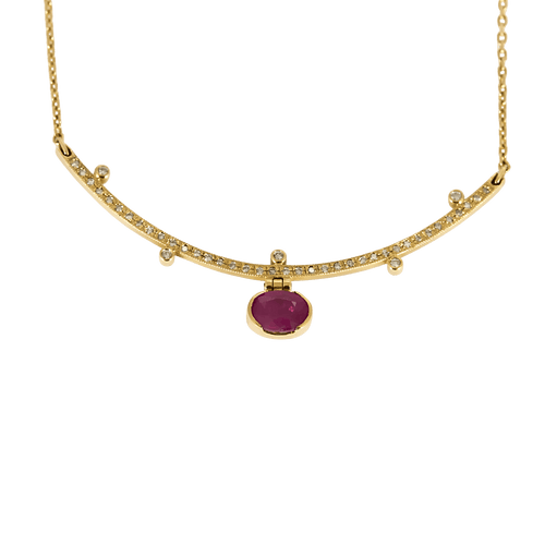 Collier or jaune, rubis : 1 carat, diamants : 0,90 carat 58 Facettes DV0751-16