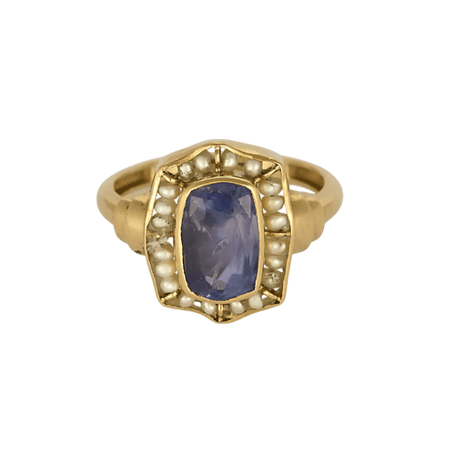 53 Bague en or jaune, saphir : 2 carats et perles blanches de semences 58 Facettes DV31672-4