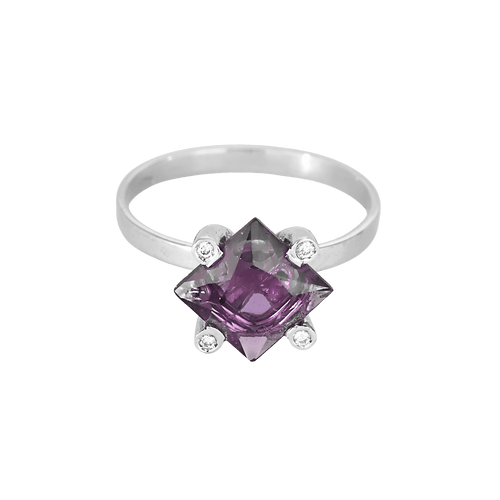 55 Élégante bague en or blanc, améthyste : 1,45 carat et diamants : 0,04 carat 58 Facettes DV31450-43