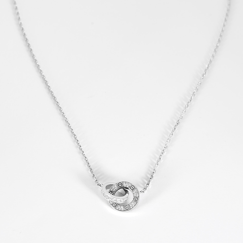 CARTIER – LOVE, PAVÉ – Élégant collier en or blanc et diamants 58 Facettes DV32231-2