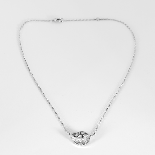 CARTIER – LOVE, PAVÉ – Élégant collier en or blanc et diamants 58 Facettes DV32231-2