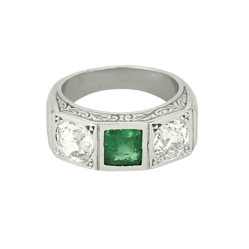 47.5 Bague Platine Diamant and Emeraude 58 Facettes DV26158-16