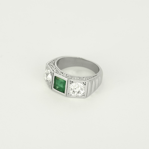47.5 Bague Platine Diamant and Emeraude 58 Facettes DV26158-16