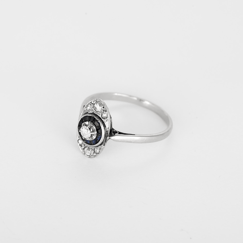 56 Bague en Or blanc 18k Diamant and Saphir 58 Facettes DV16236-12
