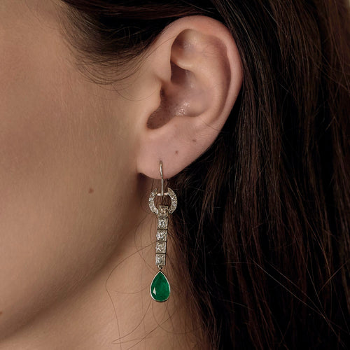 Boucles d'oreilles Platine Emeraude and Diamant 58 Facettes DV26158-18