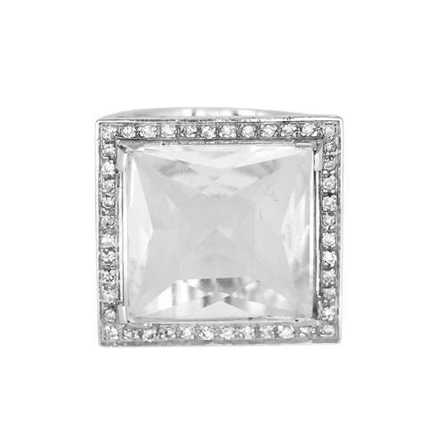 53 Bague cocktail en or blanc, aigue-marine : 10 carats et diamants : 0,20 carat 58 Facettes DV31450-45