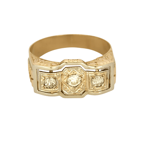 52 Bague type chevalière en or blanc, or jaune et diamants 58 Facettes DV31404-4