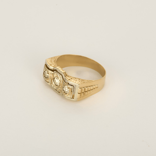 52 Bague type chevalière en or blanc, or jaune et diamants 58 Facettes DV31404-4